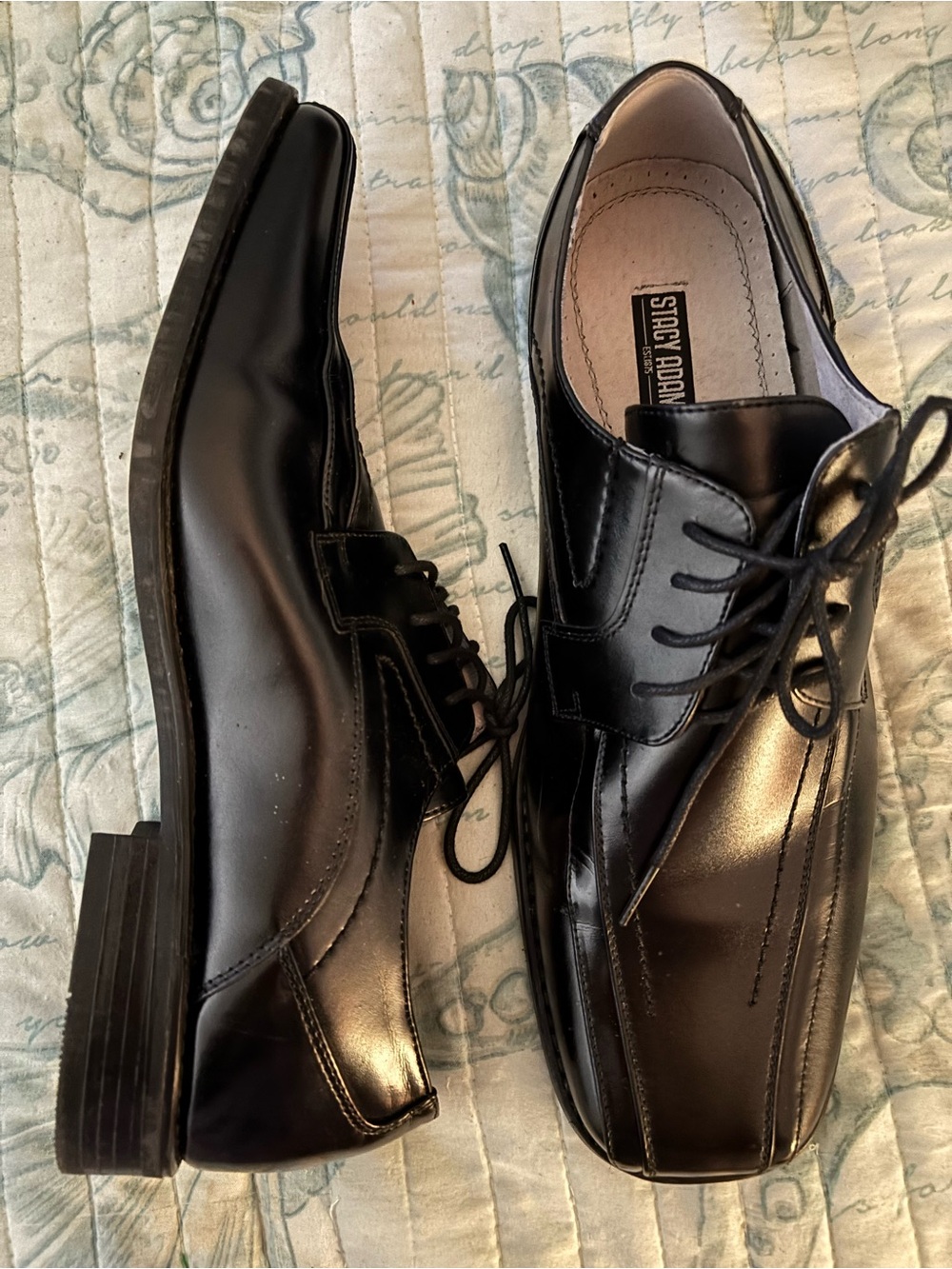Stacy Adams Black Leather Lace-Up Dress Corrado Mens 10